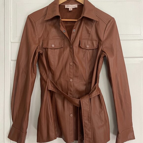Philosophy Brown Leather-Like Top - Picture 2 of 3